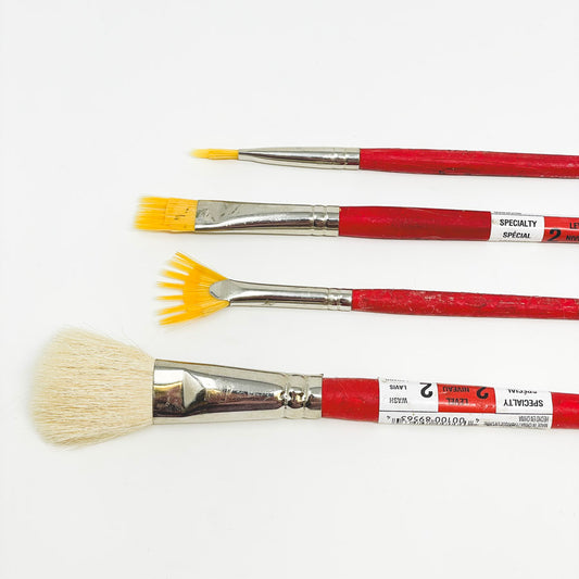 Bundle of Four Artist's Loft Red Handle Paintbrushes