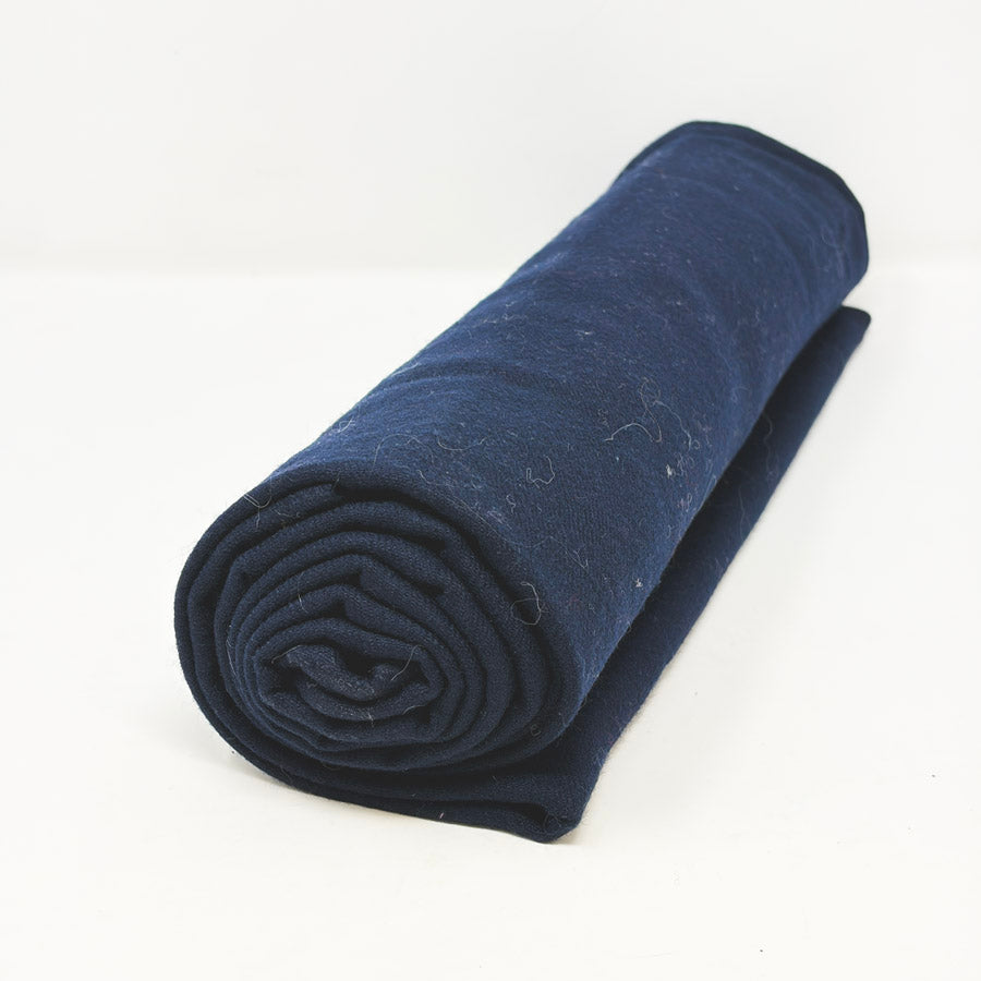Appx 1 yd - Dark Blue Flannel/Felt/Wool Blend Fabric