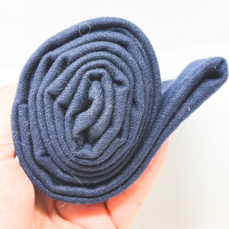 Appx 1 yd - Dark Blue Flannel/Felt/Wool Blend Fabric
