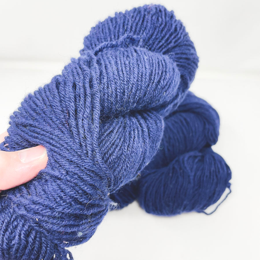 Three Hanks of Navy Blue Yarn