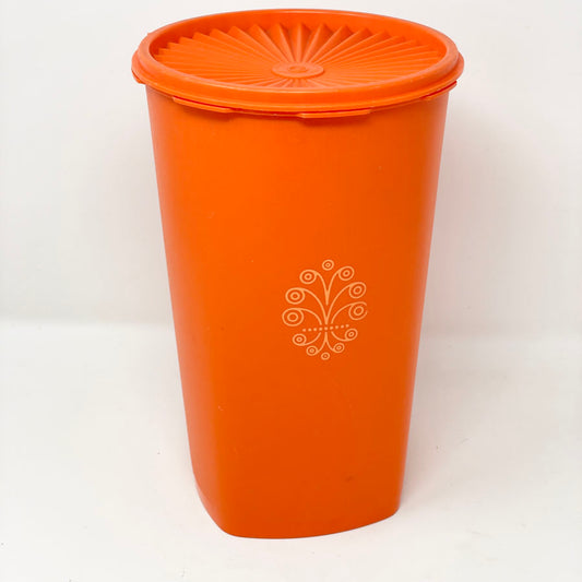 Vintage Tupperware 1222-5 Orange Tall Kitchen Storage Canister Container w/ Lid