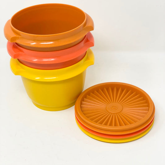 3 Vintage Tupperware Servalier Bowls with Lids