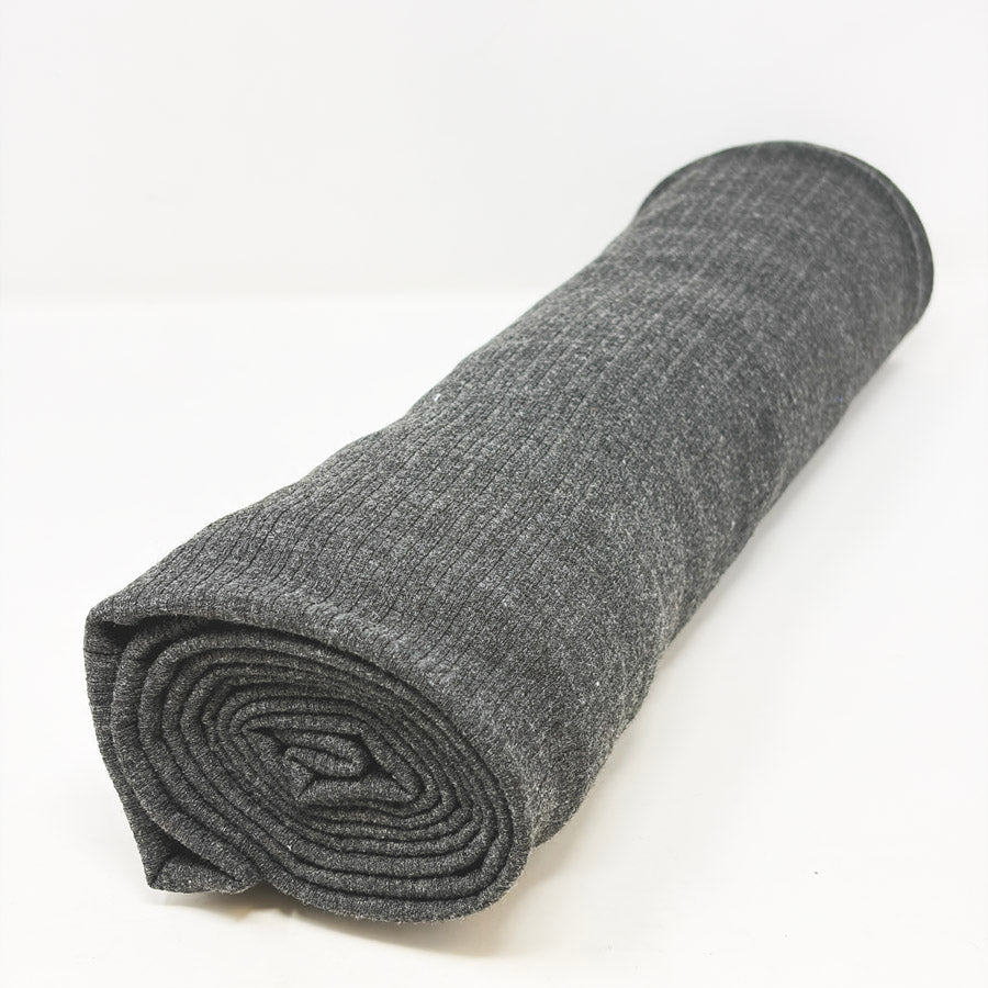 Appx 1 yd - Dark Gray Ribbed Jersey Knit Fabric