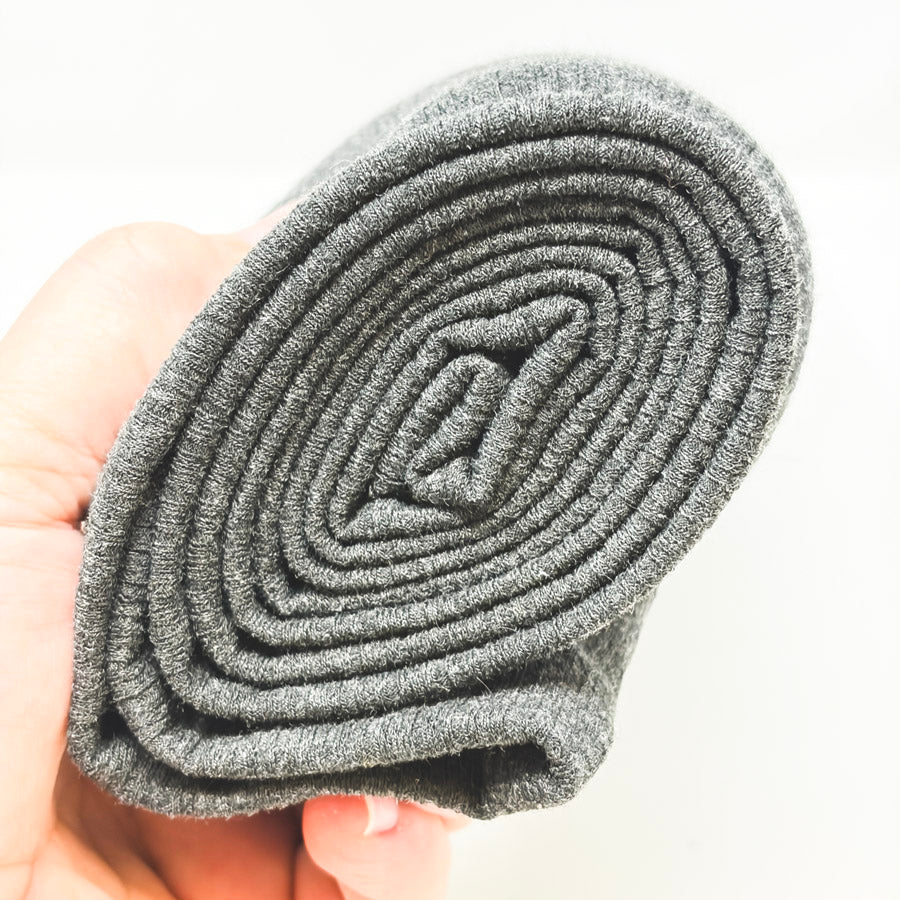 Appx 1 yd - Dark Gray Ribbed Jersey Knit Fabric