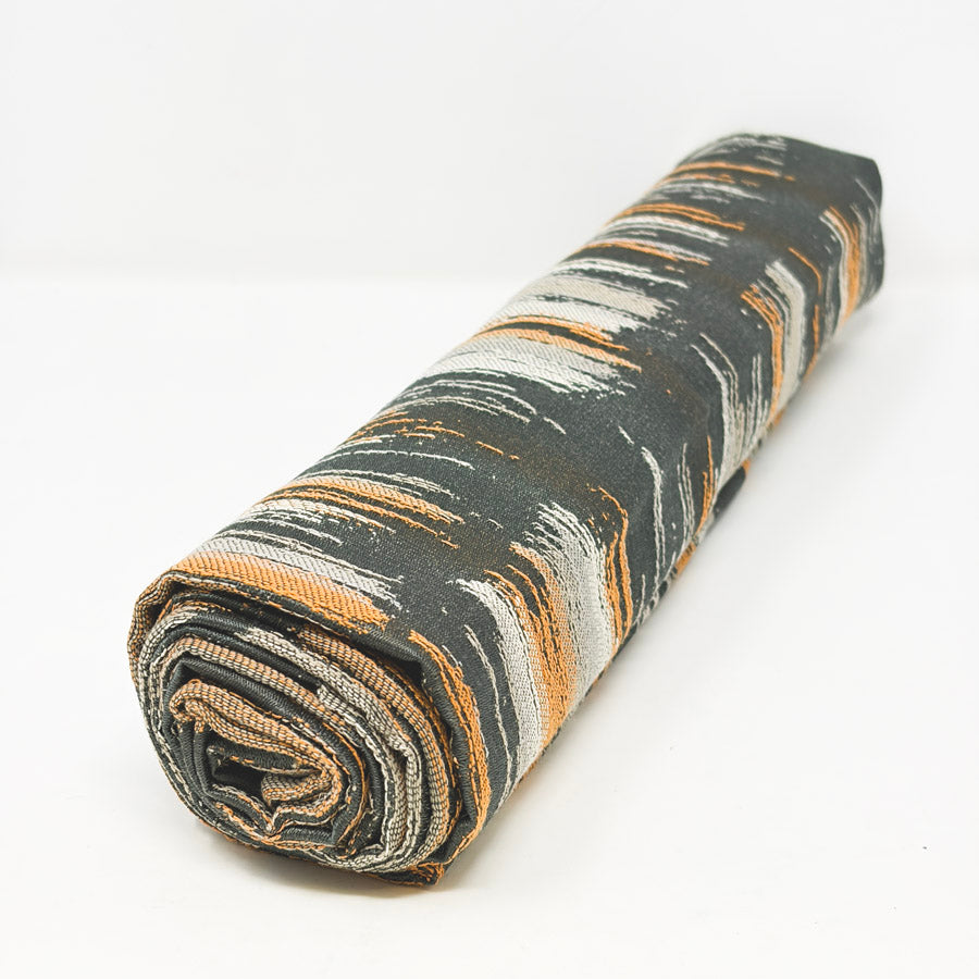 Appx 1 yd - Orange and Gray Upholstery Fabric