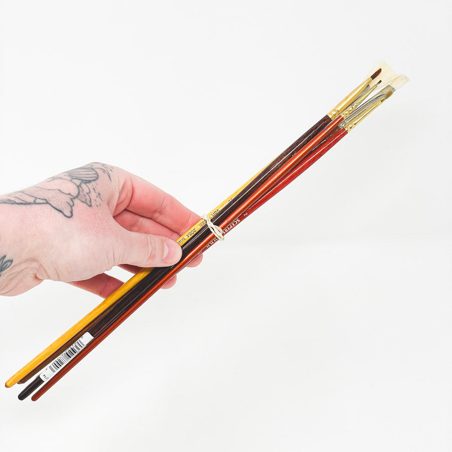 Bundle of Five Asst. Long Handle Artist Paintbrushes