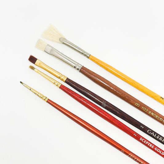 Bundle of Five Asst. Long Handle Artist Paintbrushes
