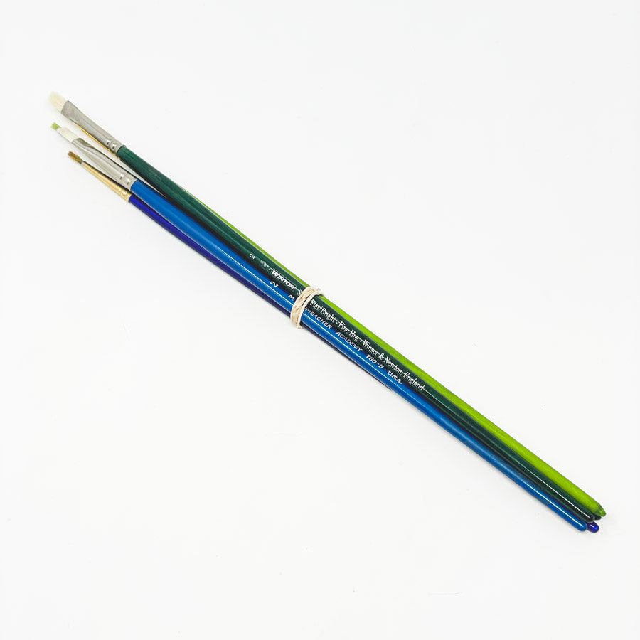 5 Asst. Blue & Green Long Handle Artist's Paintbrushes