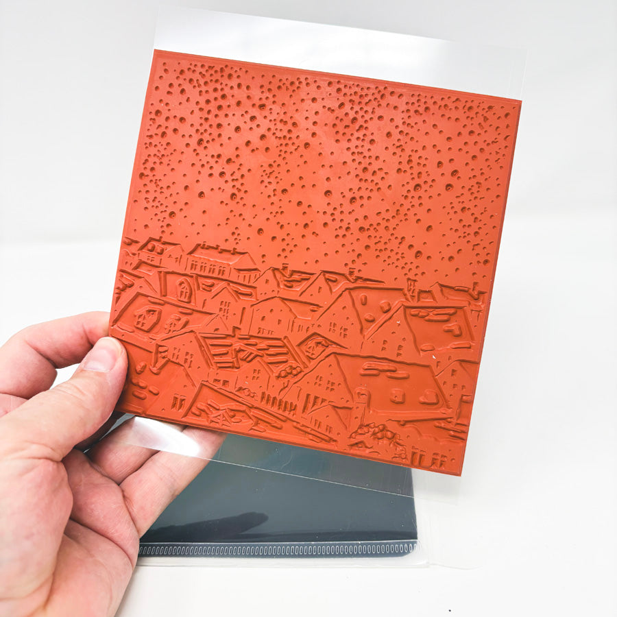 Hero Arts "Snowy Rooftops" Bold Print Cling Stamp
