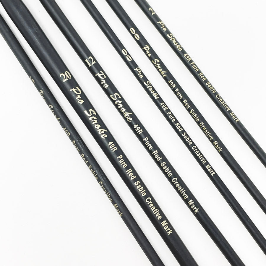 Six Creative Mark Pro Stroke Red Sable Paintbrushes