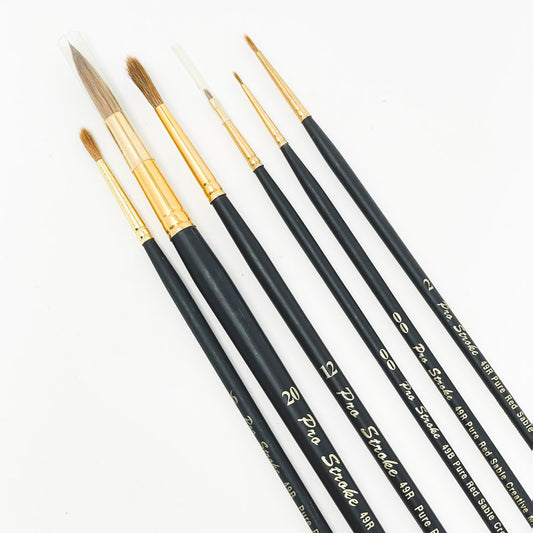 Six Creative Mark Pro Stroke Red Sable Paintbrushes