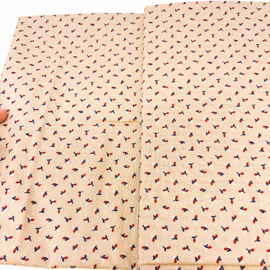 Appx 1 yd - Small Stems on Tan Fabric