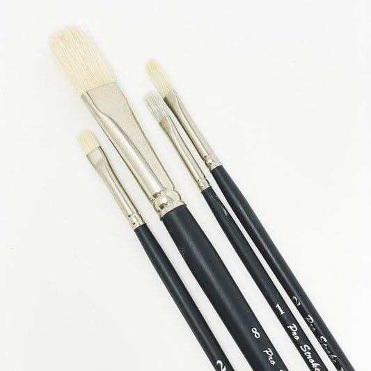Four Creative Mark Pro Stroke White Bristle Paintbrushes