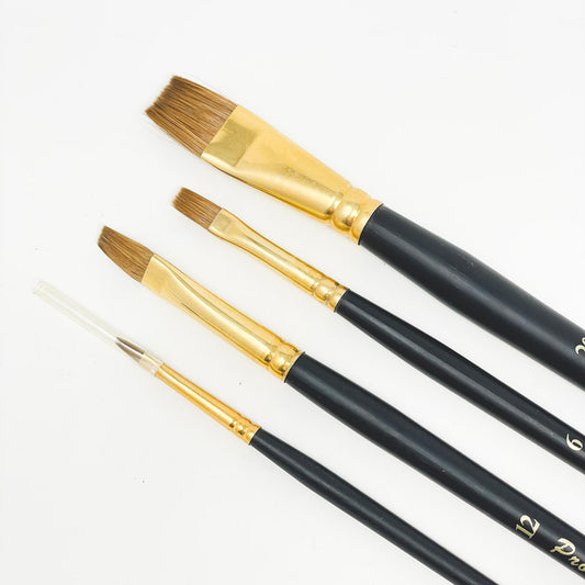 Four Creative Mark Pro Stroke Flat Red Sable Paintbrushes