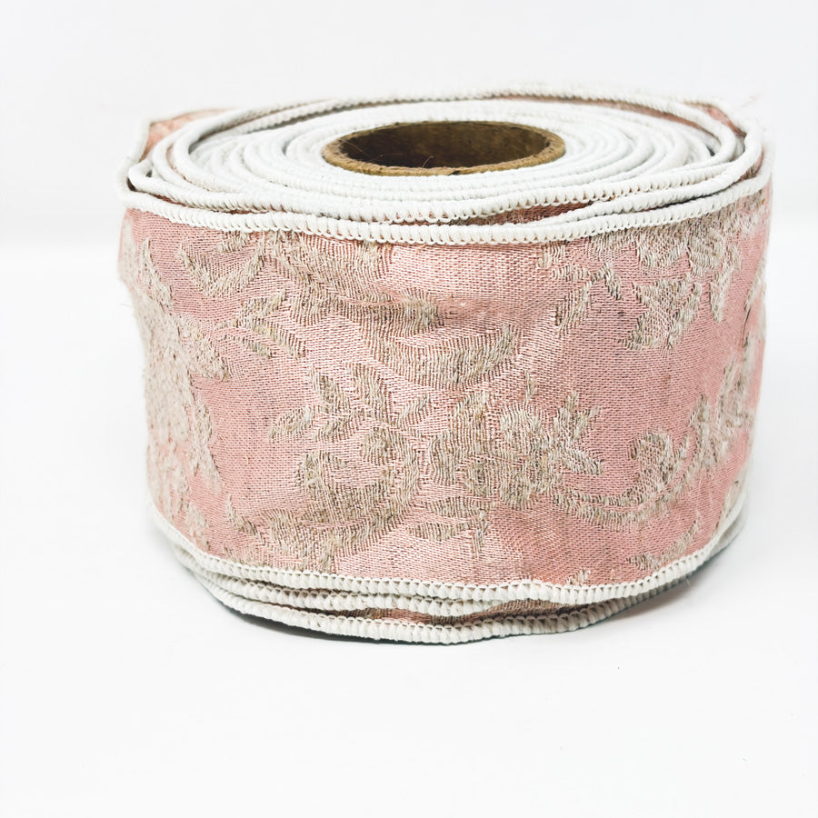 Pink Fabric Jacquard Ribbon Roll
