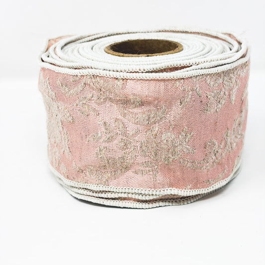 Pink Fabric Jacquard Ribbon Roll
