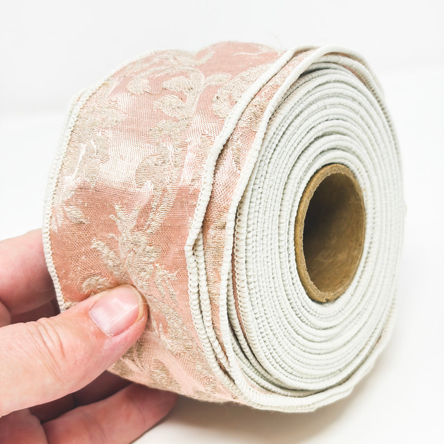 Pink Fabric Jacquard Ribbon Roll
