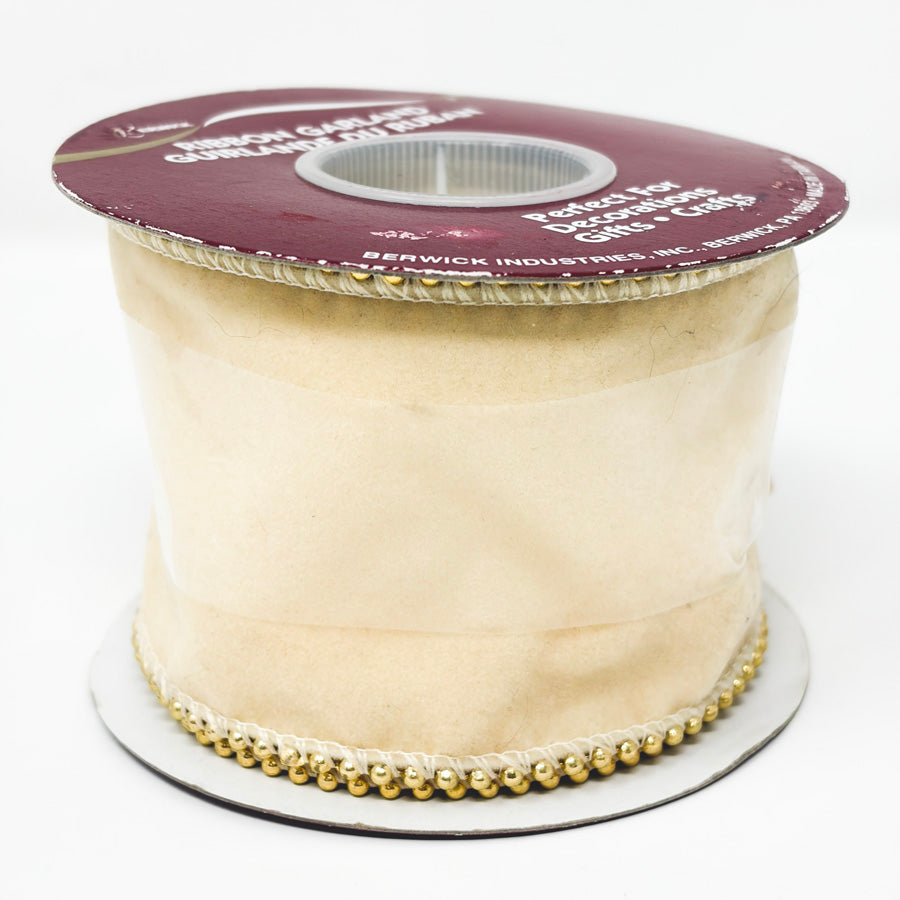 Berwick Ivory With Gold Bead Trim Ribbon Roll
