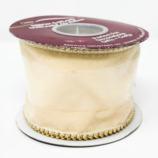 Berwick Ivory With Gold Bead Trim Ribbon Roll
