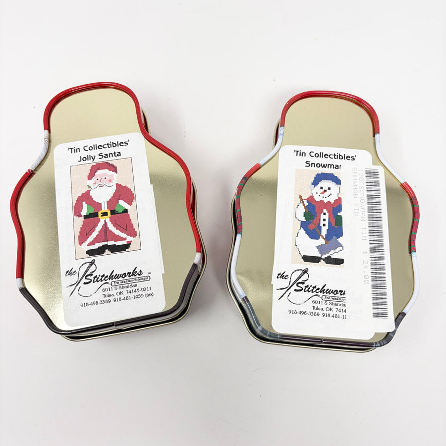 Jolly Santa or Snowman – The Stitchworks Tin Collectible Cross Stitch Kit