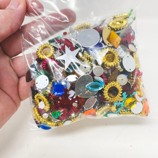 Assorted Flat Back Plastic Rhinestones & Shiny Things