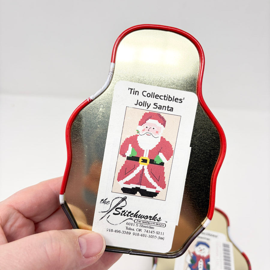Jolly Santa or Snowman – The Stitchworks Tin Collectible Cross Stitch Kit
