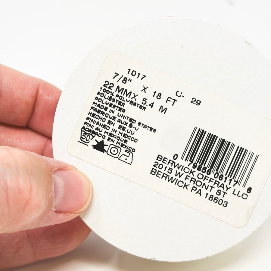 7/8" Offray White Poly Ribbon Roll