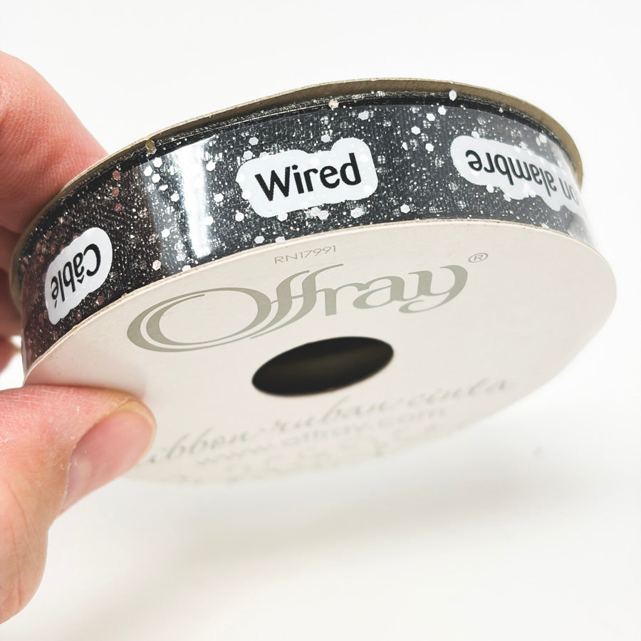 Offray Wired Dark Crystal Shimmer Ribbon Roll