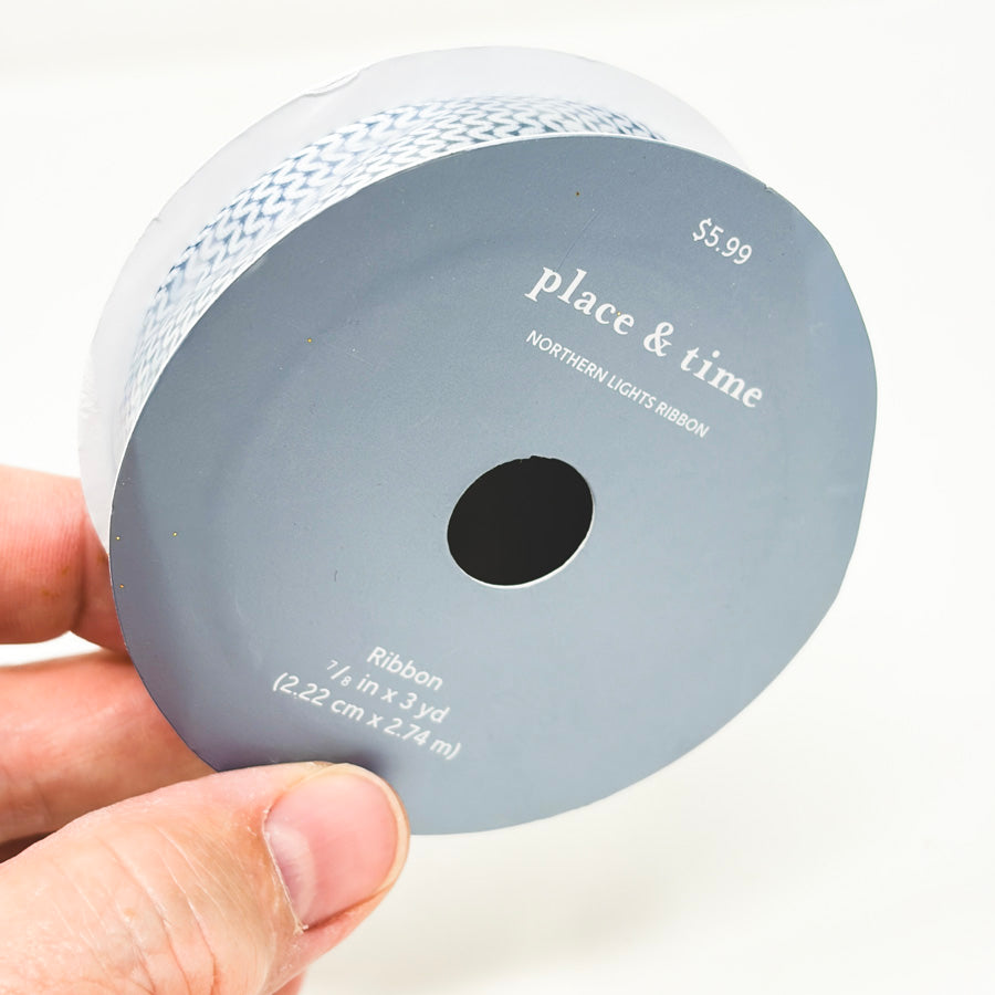 Place & Time Blue Knit Print Ribbon Roll