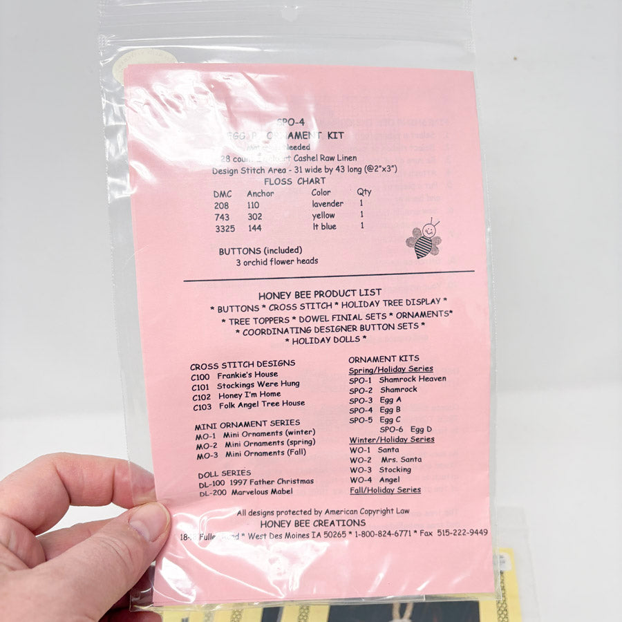 Honey Bee Products Cross Stitch Ornament Patterns with Charm