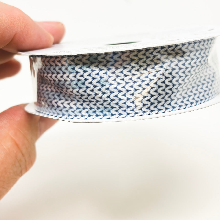 Place & Time Blue Knit Print Ribbon Roll