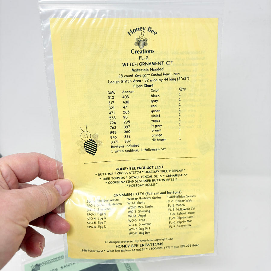 Honey Bee Products Cross Stitch Ornament Patterns with Charm