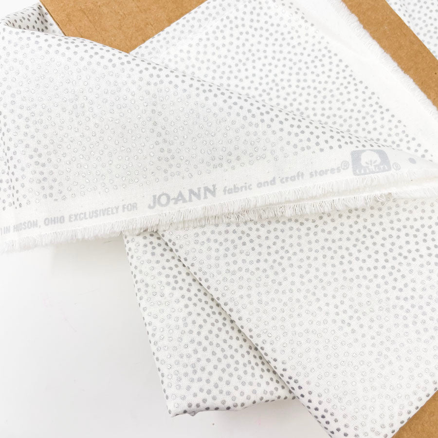 2 yds - White with Silver Dots Cotton Fabric by Joann Fabrics