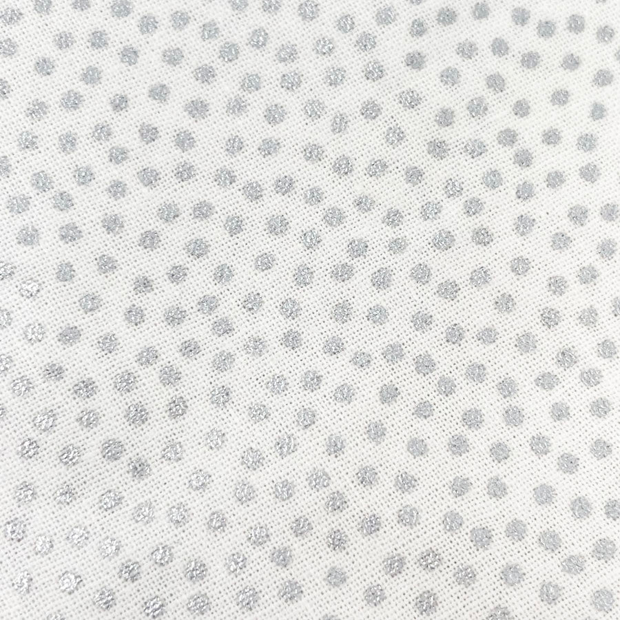 2 yds - White with Silver Dots Cotton Fabric by Joann Fabrics