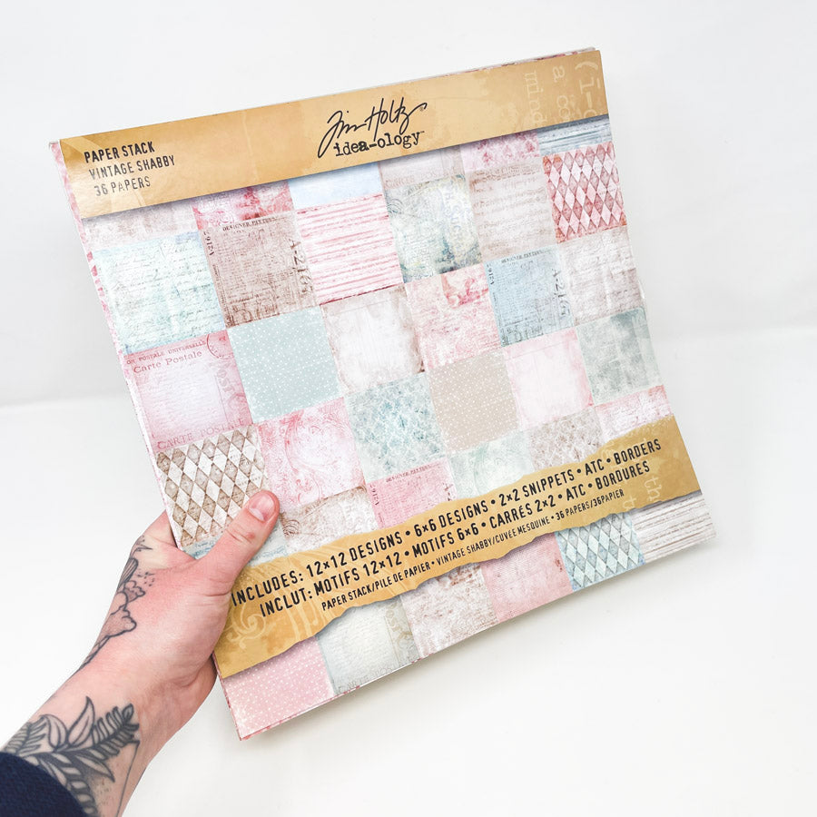 Tim Holtz Idea-ology Vintage Shabby 12 x 12 Scrapbook Pad