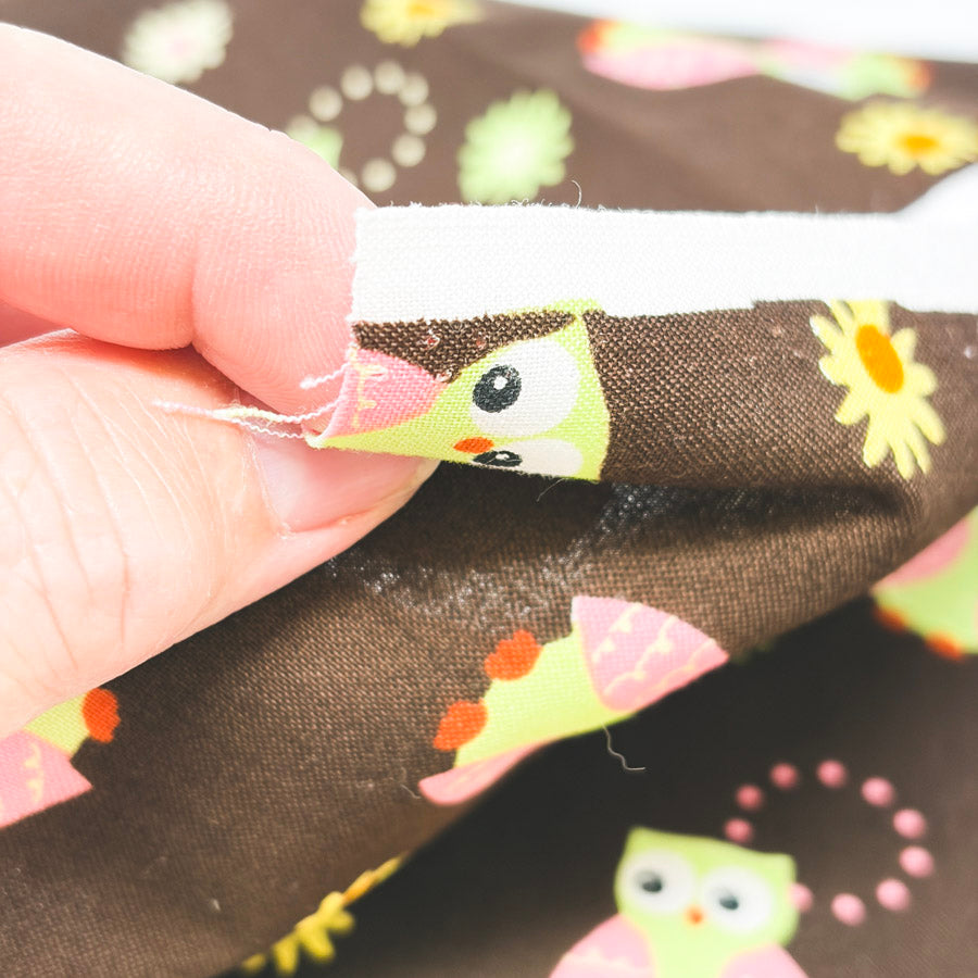 Appx 1 yd - Owls on Brown Cotton Fabric