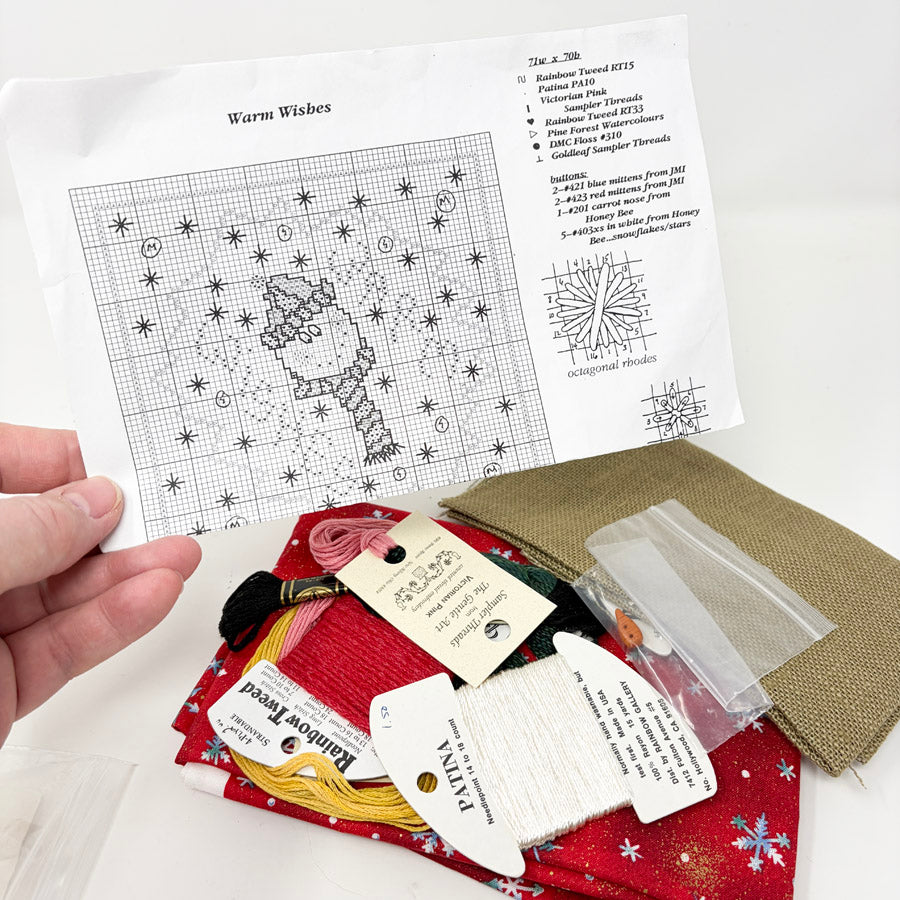 Warm Wishes - Snowman Cross Stitch Kit with Fabric