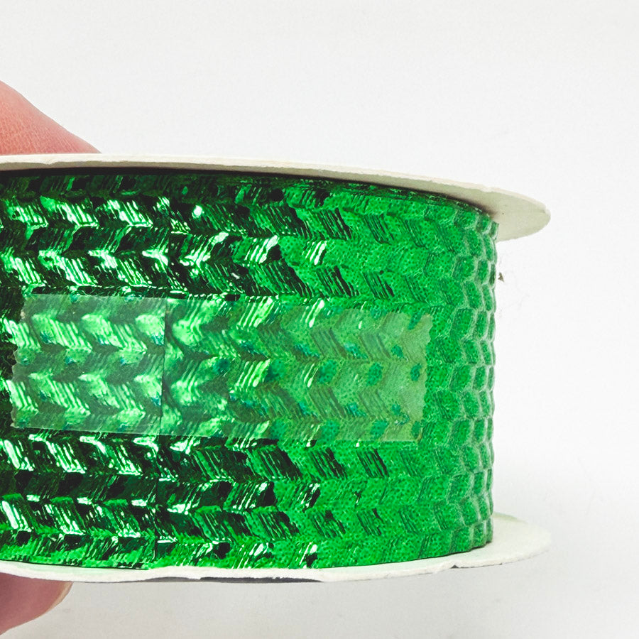 Shiny Green Chevron Ribbon Spool