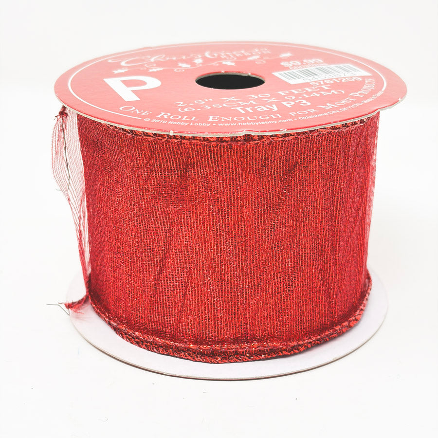 Red Mesh Holiday Ribbon Spool