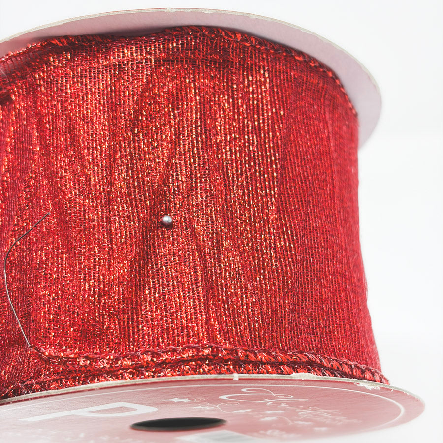 Red Mesh Holiday Ribbon Spool