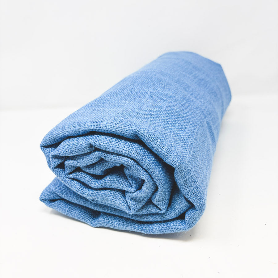 Appx 3 Yds Blue Open Weave Natural Fiber Fabric