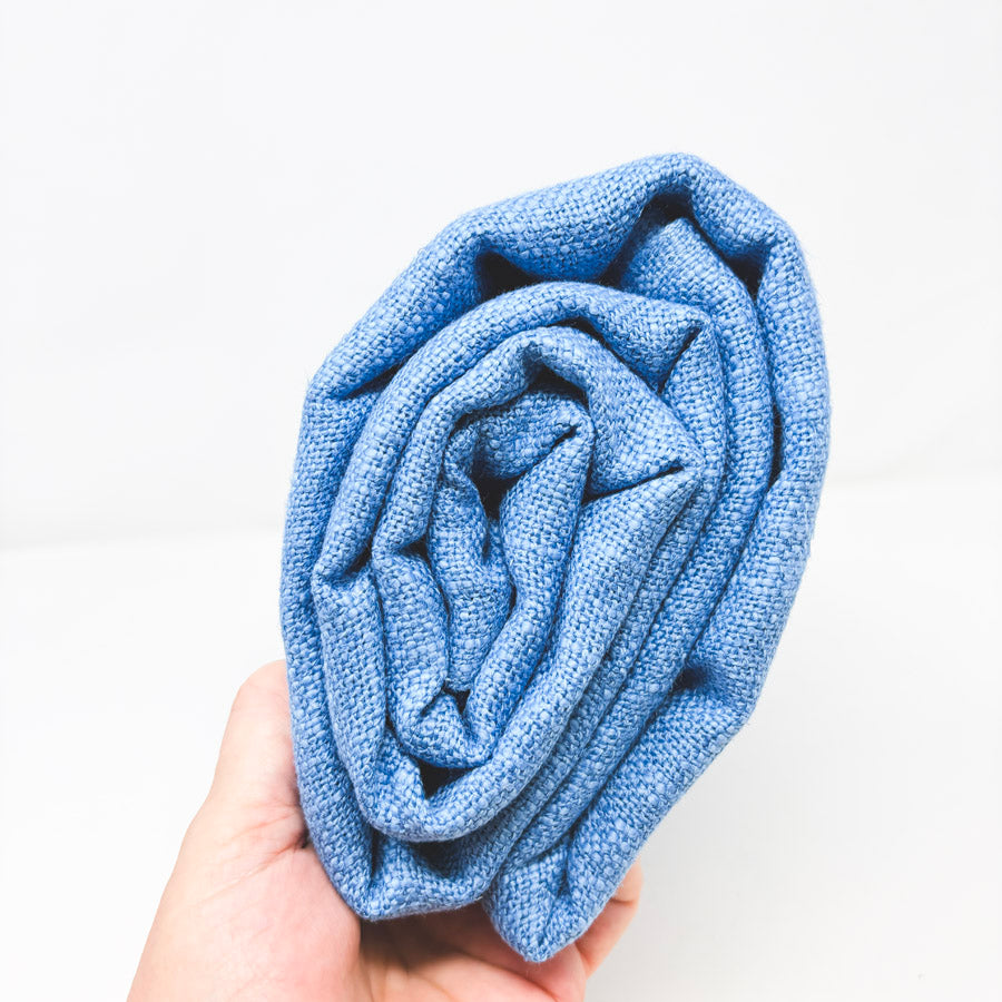 Appx 3 Yds Blue Open Weave Natural Fiber Fabric
