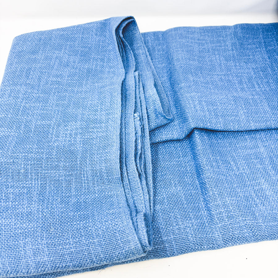 Appx 3 Yds Blue Open Weave Natural Fiber Fabric