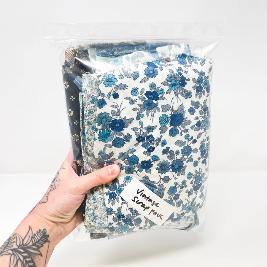 Blue to Black – Vintage Fabric Scrap Pack