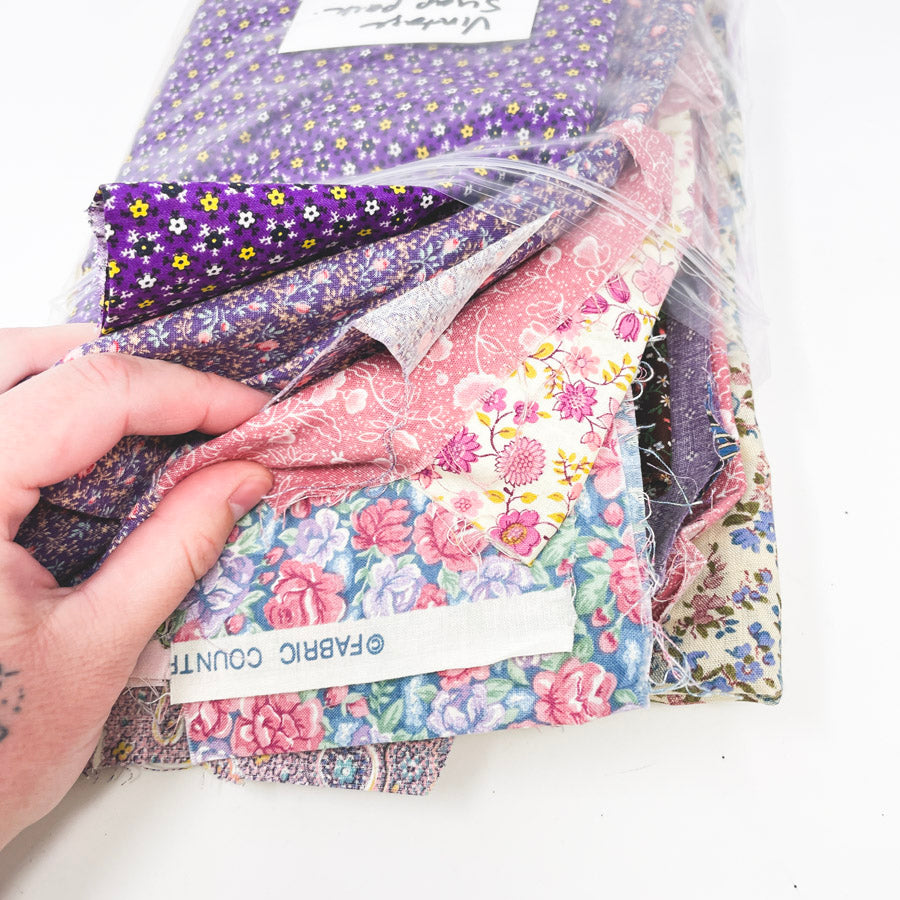 Floral with Stripe – Vintage Fabric Scrap Pack
