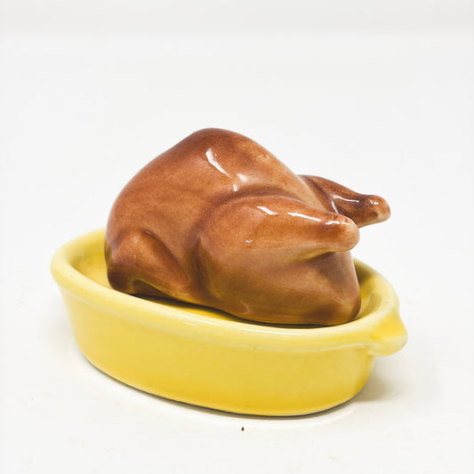 Vintage Roast Turkey on Dish Salt & Pepper Shaker Set
