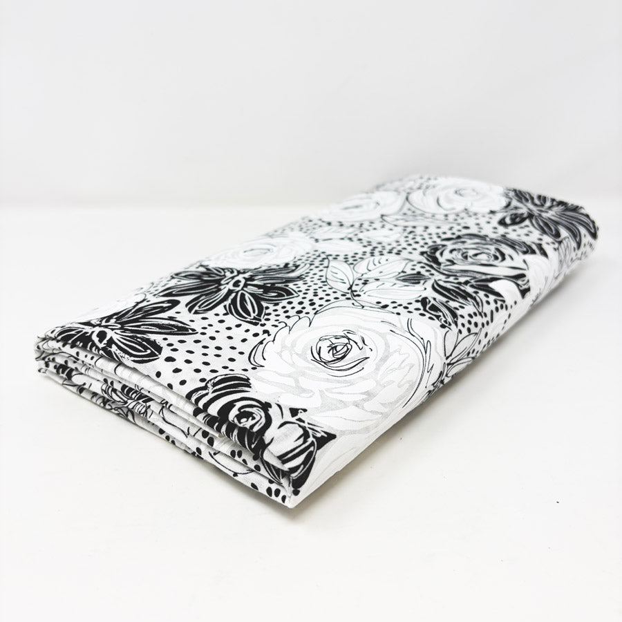 Appx 3 Yds Overlapping Florals Cotton Fabric