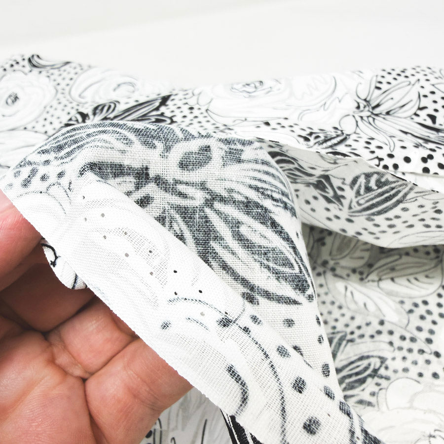 Appx 3 Yds Overlapping Florals Cotton Fabric