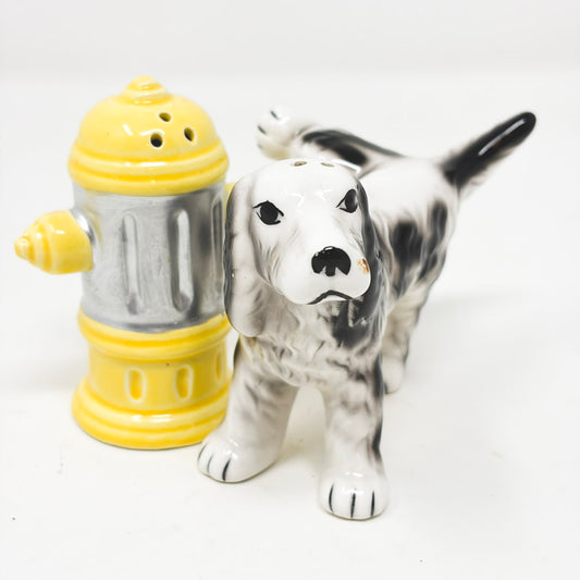 Spaniel and Hydrant Salt & Pepper Shaker Set