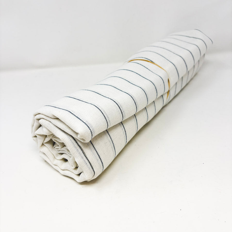 Appx 4 Yds x 108" Gray Stripe Open Weave Linen-Like Fabric